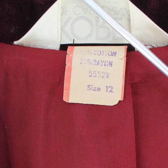 VTG Koret Velvet Blazer Burgundy Cotton Rayon Notch Collar Jacket 70s 80s SZ S/M - Picture 6 of 13